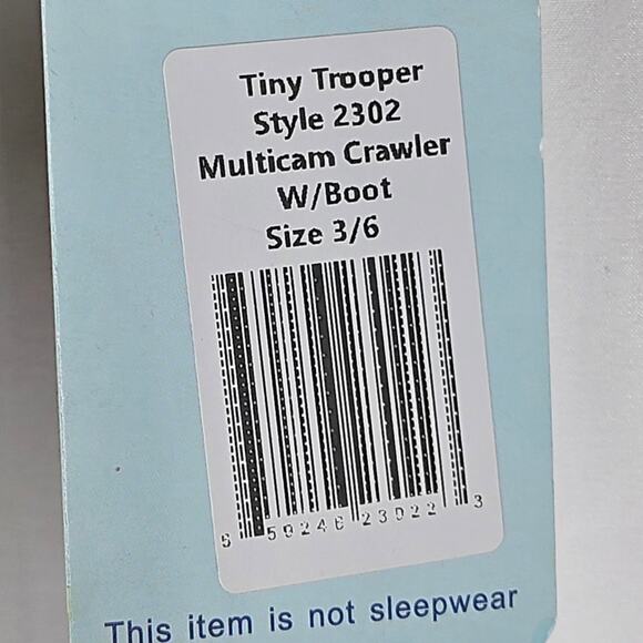 TINY TROOPER BABY MULTICAM CAMOUFLAGE CRAWLER WITH BOOTS - SIZE 3/6 - Picture 8 of 9